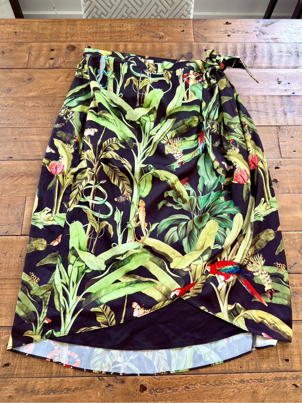Hutch Anthropologie Tropical Jungle Wrap Tie Skirt Size 12